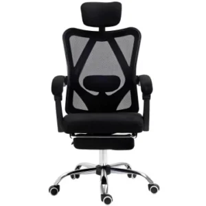 Офісне крісло з підставкою для ніг, спинка сітка Ergonomic чорне